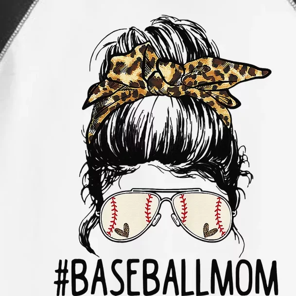 Baseball Mom Leopard Messy Bun Mother's Day Toddler Fine Jersey T-Shirt