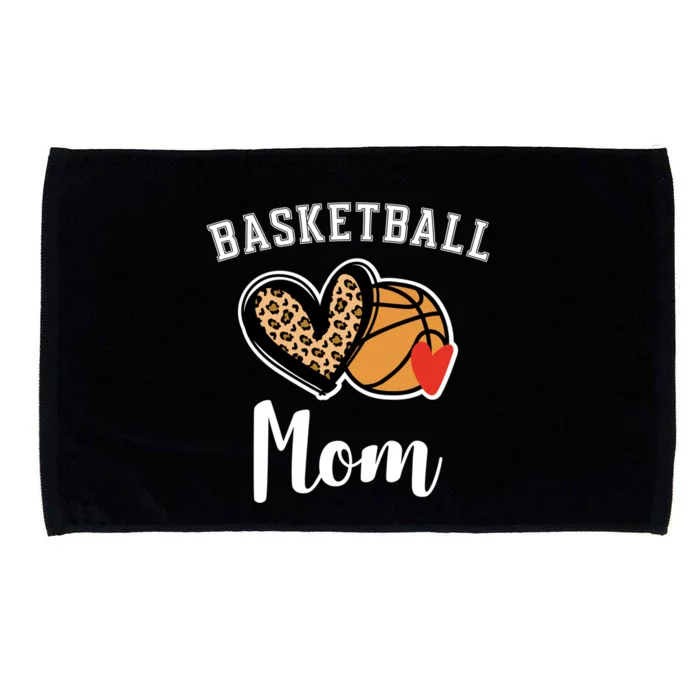 Basketball Mom Leopard Heart Gift Microfiber Hand Towel