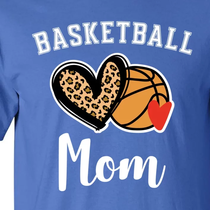 Basketball Mom Leopard Heart Gift Tall T-Shirt