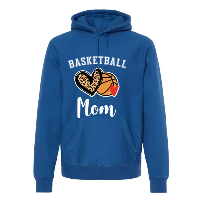 Basketball Mom Leopard Heart Gift Premium Hoodie