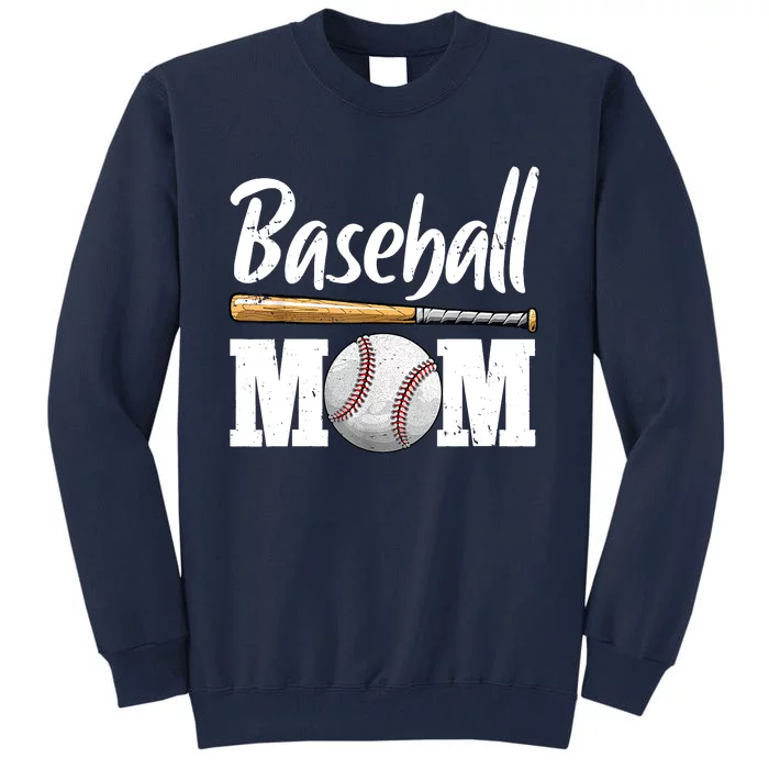 Baseball Mom Leopard Print Baseball Mama Mother's Day Tall Sweatshirt