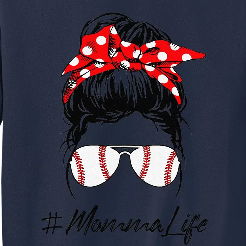 Baseball Momma Life Messy Bun Sunglasses Mother's Day Sweatshirt