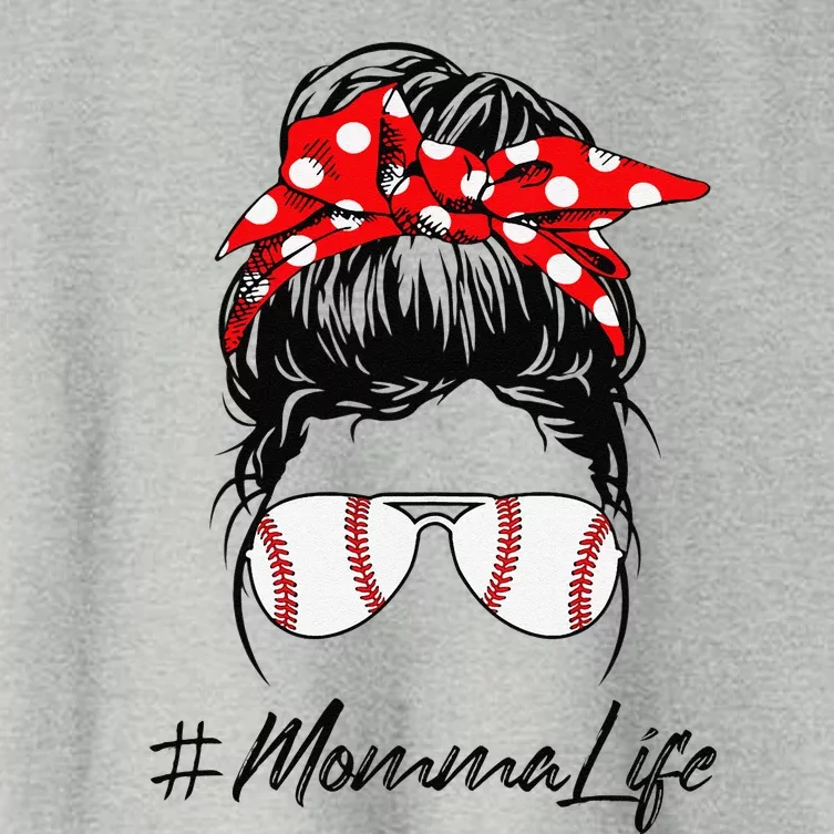 Baseball Momma Life Messy Bun Sunglasses Mother's Day Women's Crop Top Tee