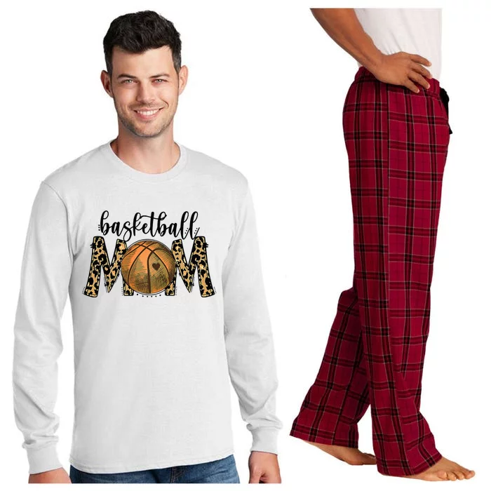 Basketball Mom Leopard Funny Sports Players Mother's Day Long Sleeve Pajama Set