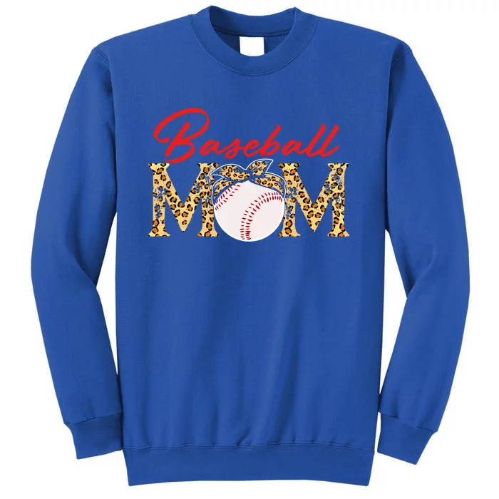 Baseball Mom Leopard Bandana Funny Softball Mom Mother's Day Gift Tall Sweatshirt