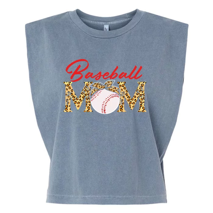 Baseball Mom Leopard Bandana Funny Softball Mom Mother's Day Gift Garment-Dyed Women's Muscle Tee