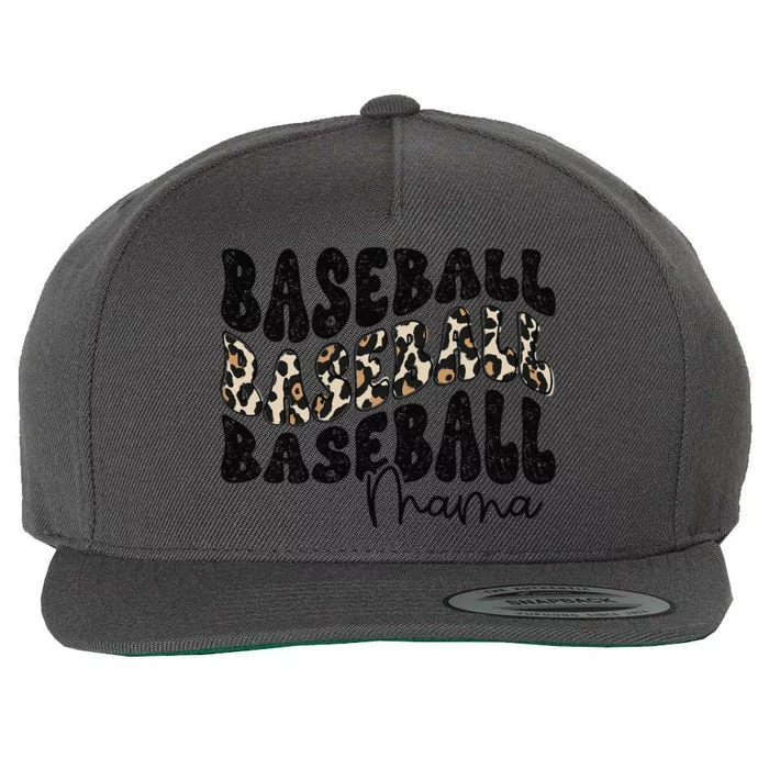 Baseball Mama Leopard Proud Baseball Mom Game Day Wool Snapback Cap