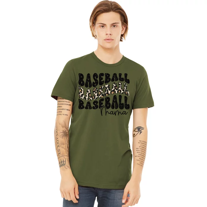 Baseball Mama Leopard Proud Baseball Mom Game Day Premium T-Shirt