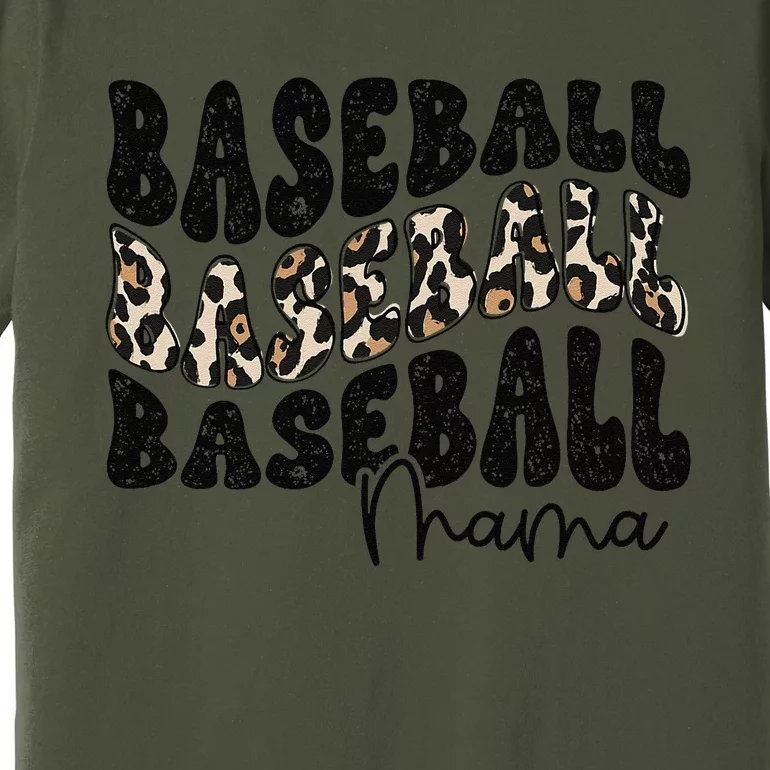 Baseball Mama Leopard Proud Baseball Mom Game Day Premium T-Shirt