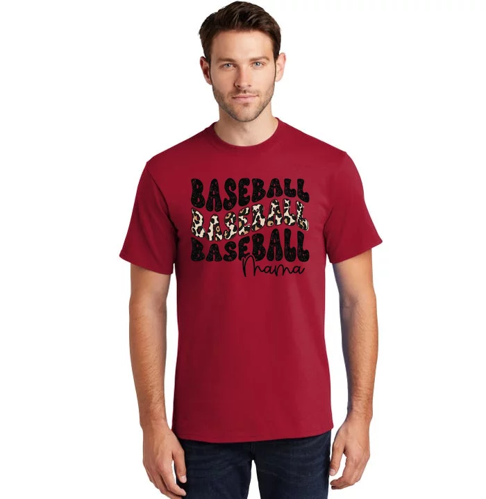 Baseball Mama Leopard Proud Baseball Mom Game Day Tall T-Shirt