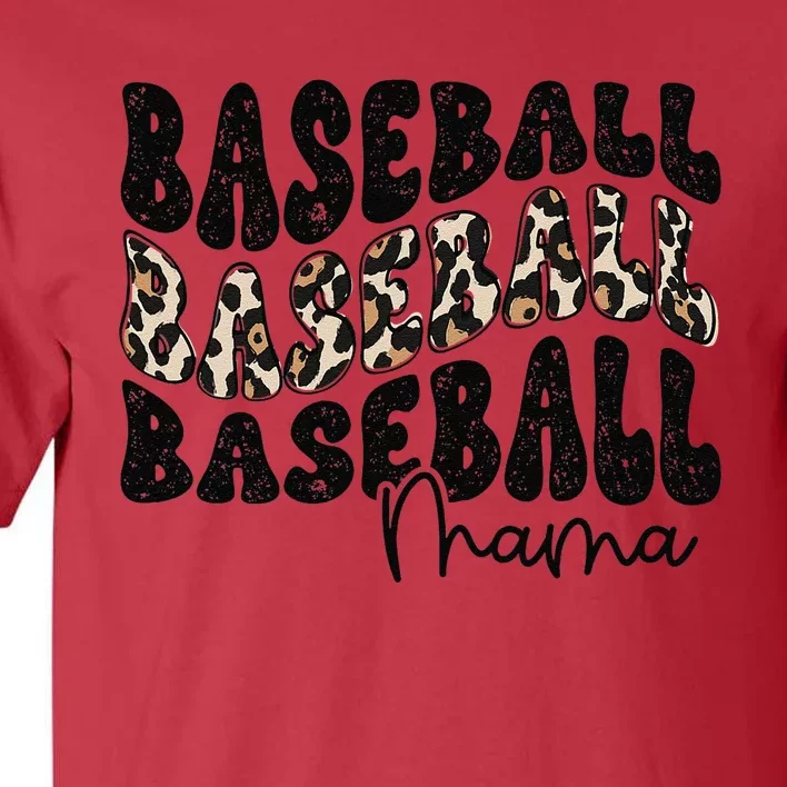 Baseball Mama Leopard Proud Baseball Mom Game Day Tall T-Shirt