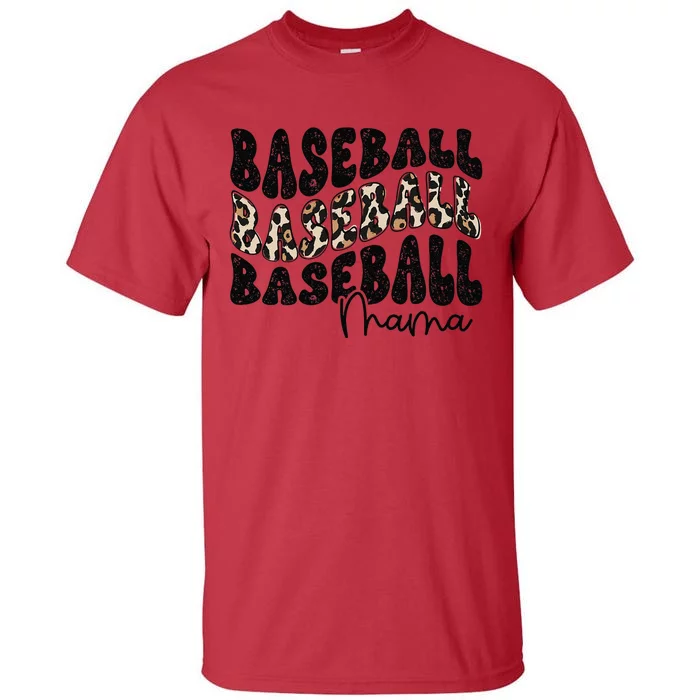 Baseball Mama Leopard Proud Baseball Mom Game Day Tall T-Shirt