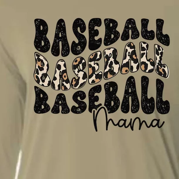 Baseball Mama Leopard Proud Baseball Mom Game Day Cooling Performance Long Sleeve Crew