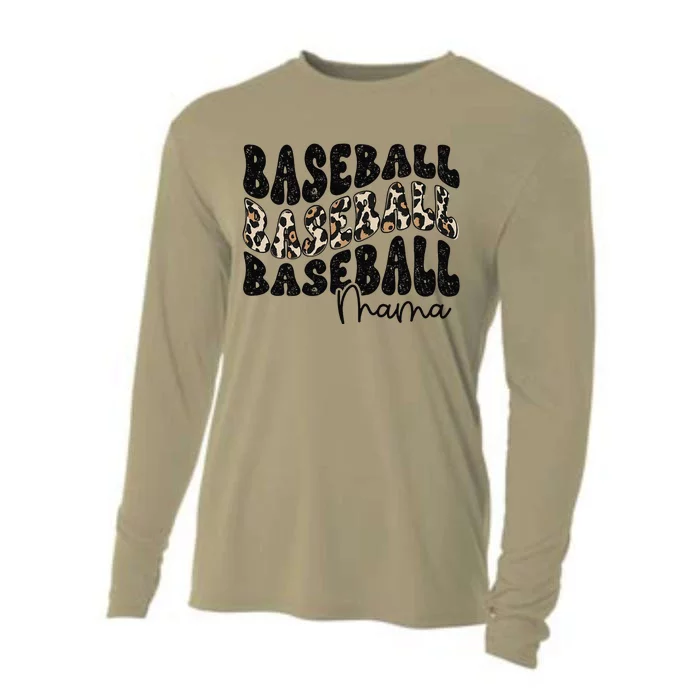 Baseball Mama Leopard Proud Baseball Mom Game Day Cooling Performance Long Sleeve Crew