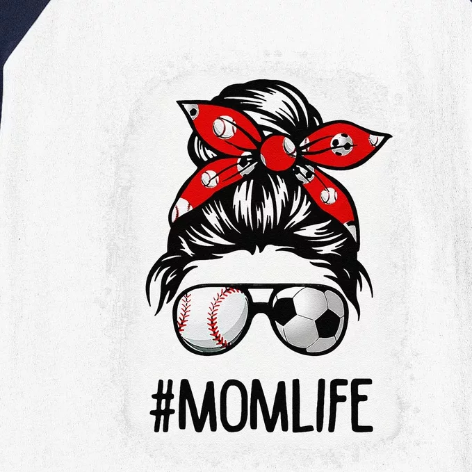 Bleached Mom Life Soccer Messy Bun Baseball Game Day Baseball Sleeve Shirt