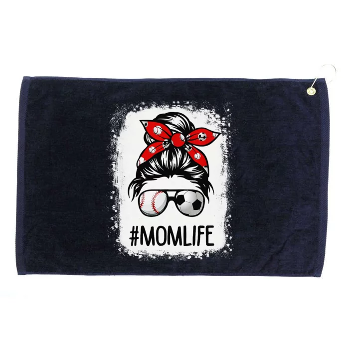 Bleached Mom Life Soccer Messy Bun Baseball Game Day Grommeted Golf Towel