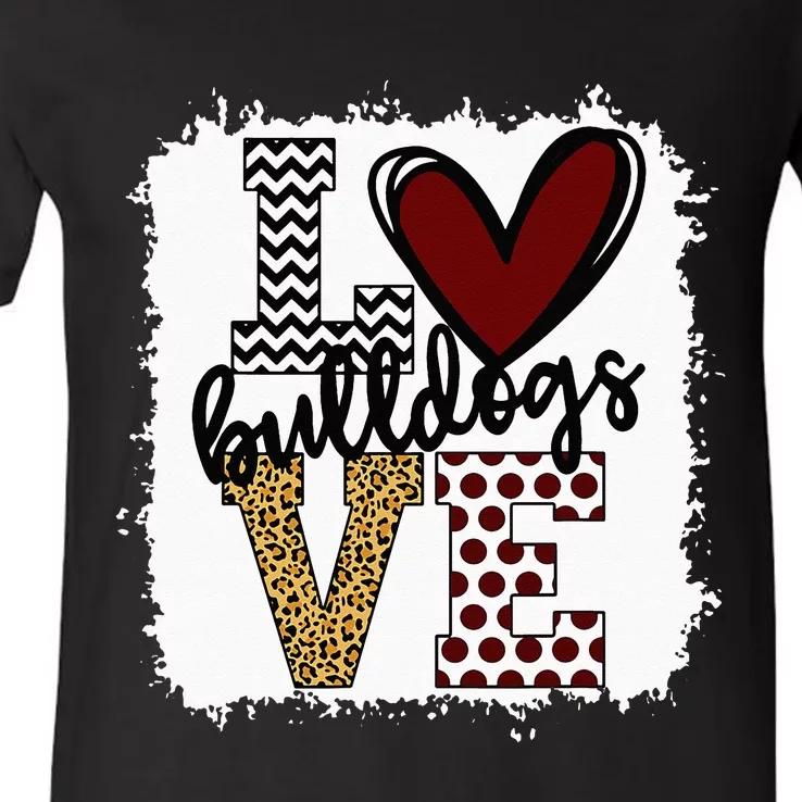 Bulldogs Mascot Love School Spirit Fantastic Gifts V-Neck T-Shirt