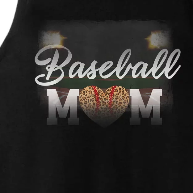 Baseball Mom, Leopard Baseball Field Ladies Tri-Blend Wicking Tank