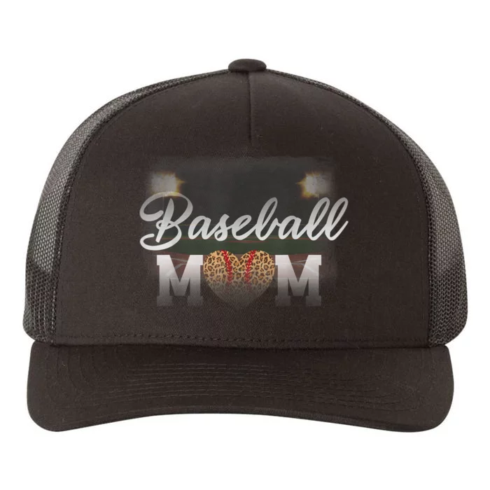 Baseball Mom, Leopard Baseball Field Yupoong Adult 5-Panel Trucker Hat