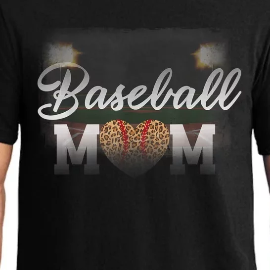 Baseball Mom, Leopard Baseball Field Pajama Set