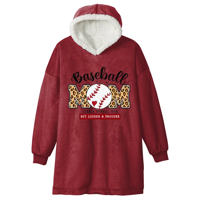 Baseball Mom Leopard Loud & Proud Baseball Mama Mothers Day Hooded Wearable Blanket