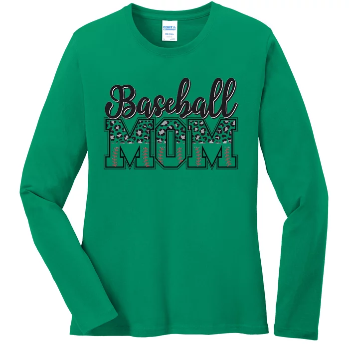 Baseball Mom Leopard Funny Softball Mom MotherS Day Ladies Long Sleeve Shirt