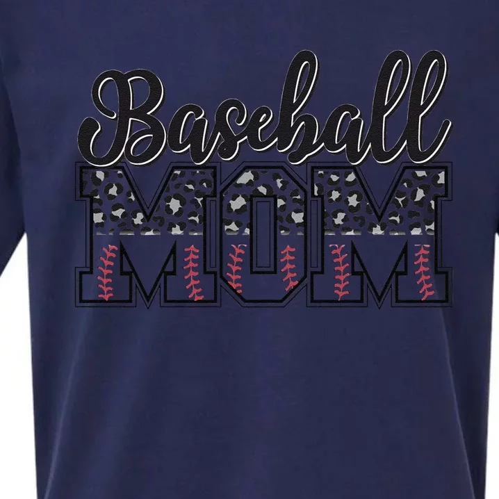 Baseball Mom Leopard Funny Softball Mom MotherS Day Sueded Cloud Jersey T-Shirt