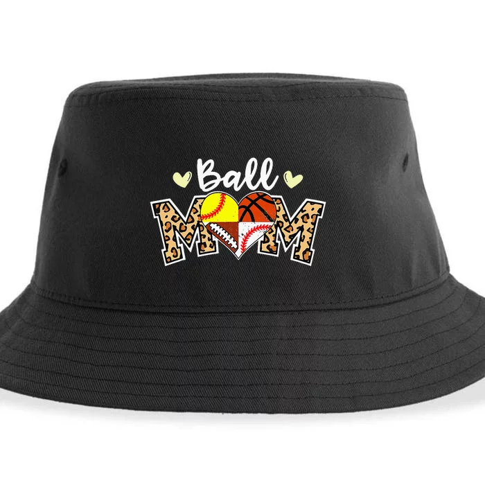 Ball Mom Leopard Football Baseball Softball Basketball Sustainable Bucket Hat