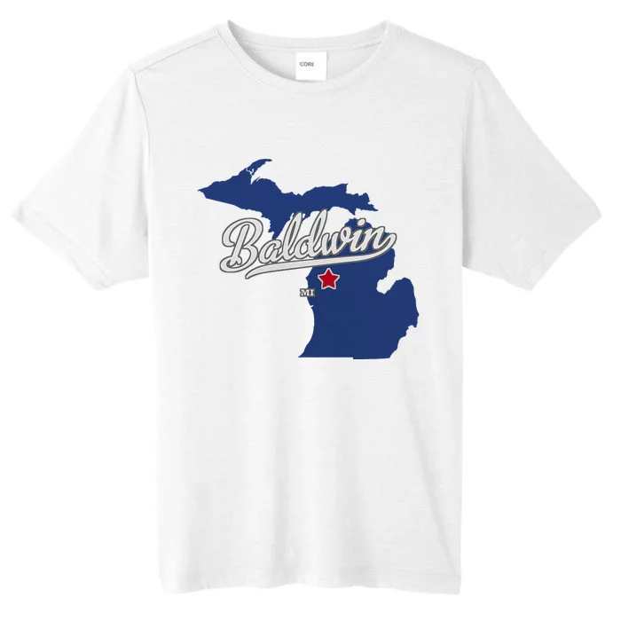 Baldwin Michigan Lake County Mi Map ChromaSoft Performance T-Shirt