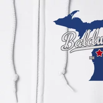 Baldwin Michigan Lake County Mi Map Full Zip Hoodie