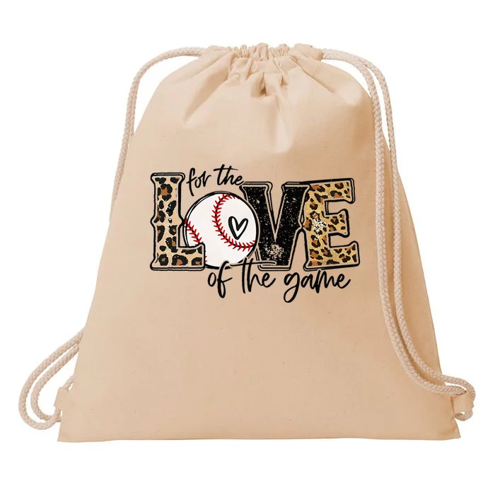 Baseball Mom Leopard For The Love of The Game Baseball Drawstring Bag