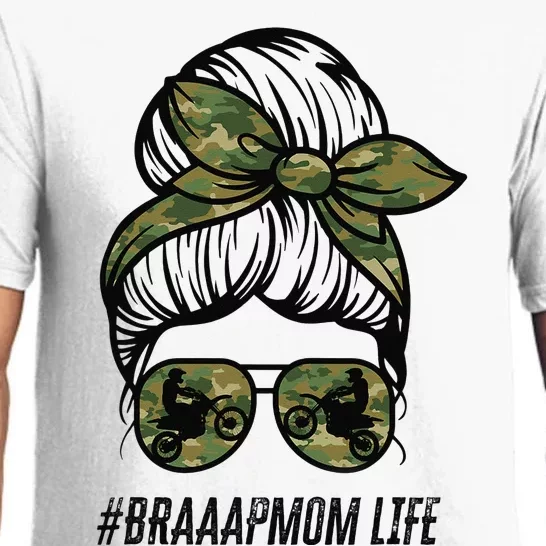 Braaap Mom Life Dirt Bike Motocross Messy Bun dirt bike Pajama Set