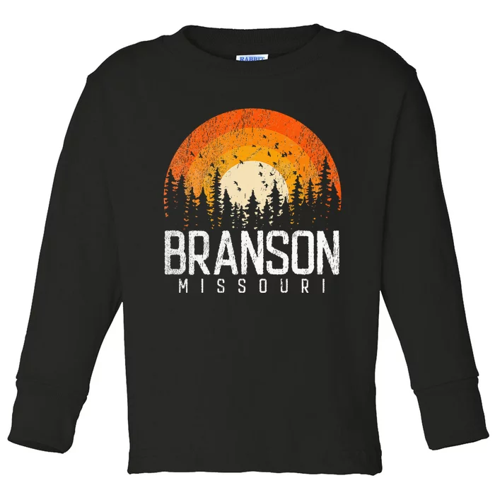 Branson Missouri Mo Retro Vintage 70s 80s 90s Toddler Long Sleeve Shirt