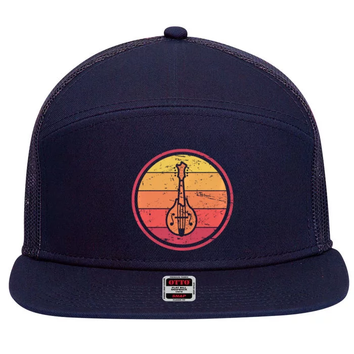 Bluegrass Music Mandolin Player Vintage Bluegrass 7 Panel Mesh Trucker Snapback Hat