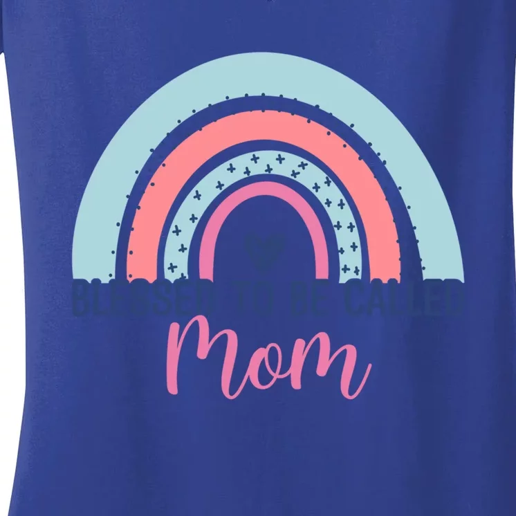 Best Mom MotherS Day Blessed To Be Called Mom Rainbow Great Gift Women's V-Neck T-Shirt