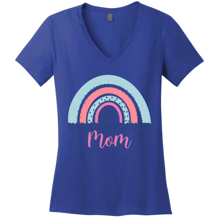 Best Mom MotherS Day Blessed To Be Called Mom Rainbow Great Gift Women's V-Neck T-Shirt