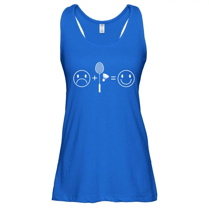 Badminton Makes Me Happy Badminton Player Shuttlecock Sport Funny Gift Ladies Essential Flowy Tank