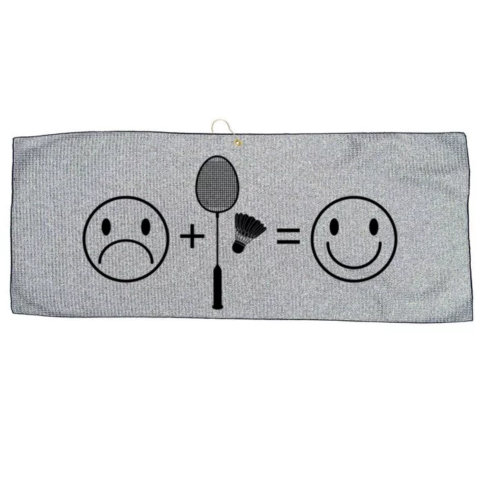 Badminton Makes Me Happy Badminton Player Shuttlecock Sport Funny Gift Large Microfiber Waffle Golf Towel