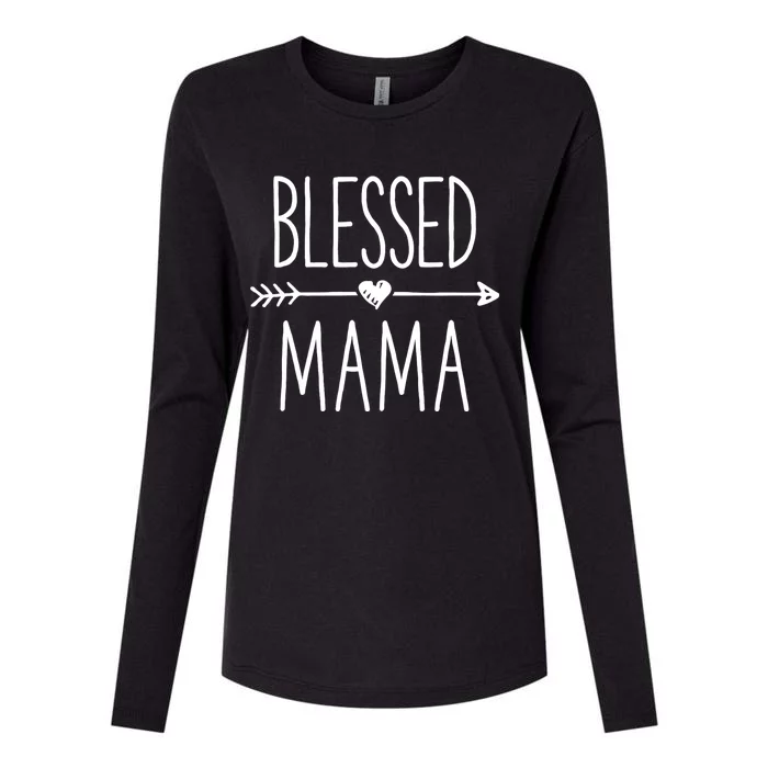 Blessed Mama Mother Moms Mommy Grandma Womens Cotton Relaxed Long Sleeve T-Shirt