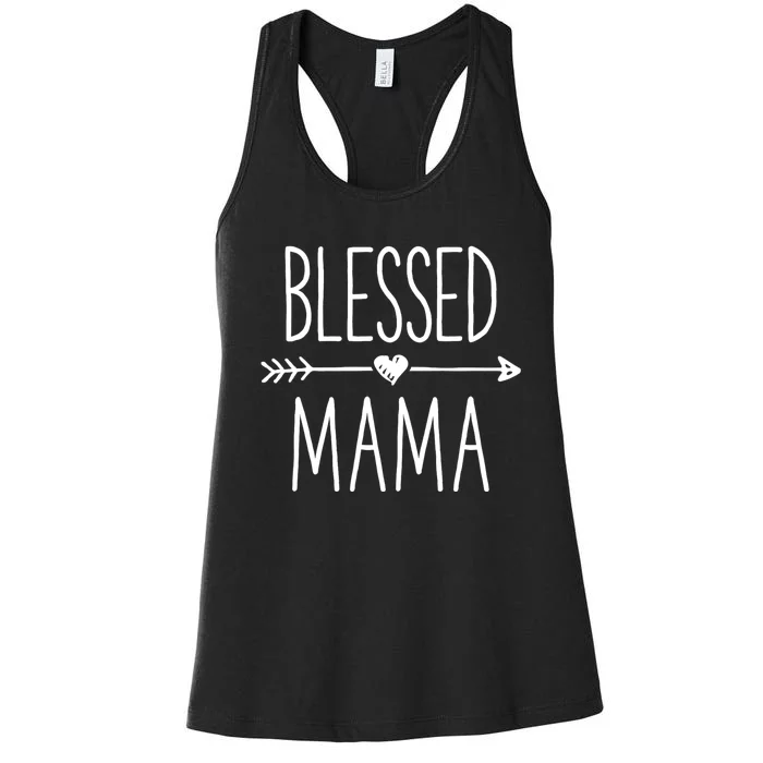 Blessed Mama Mother Moms Mommy Grandma Women's Racerback Tank