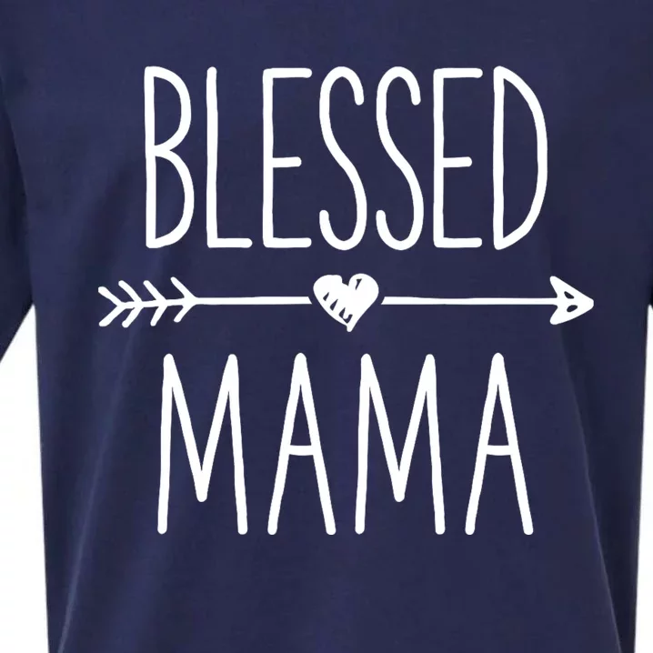 Blessed Mama Mother Moms Mommy Grandma Sueded Cloud Jersey T-Shirt