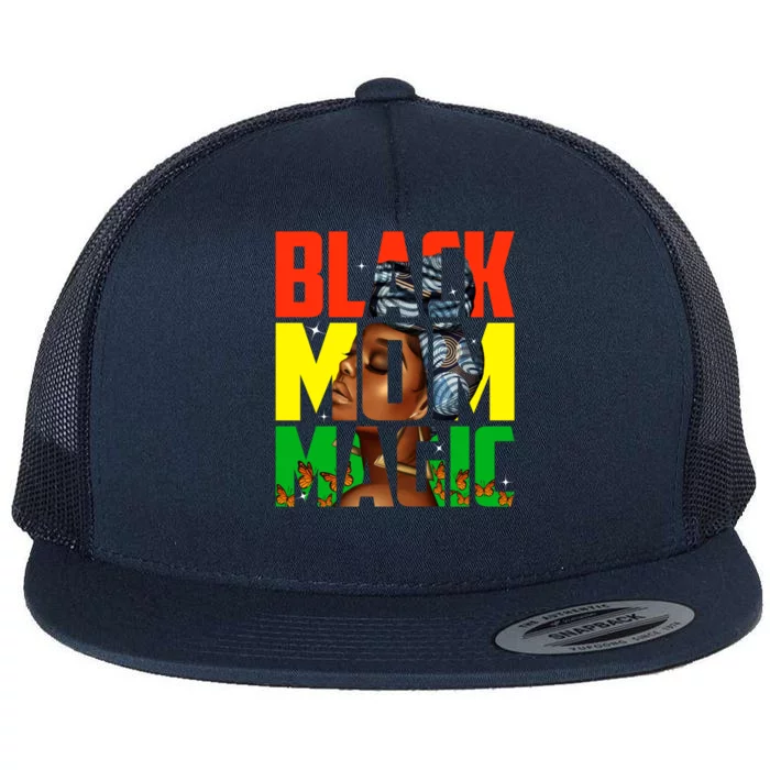 Black Mom Magic Melanin African Blm History Month Gift Flat Bill Trucker Hat