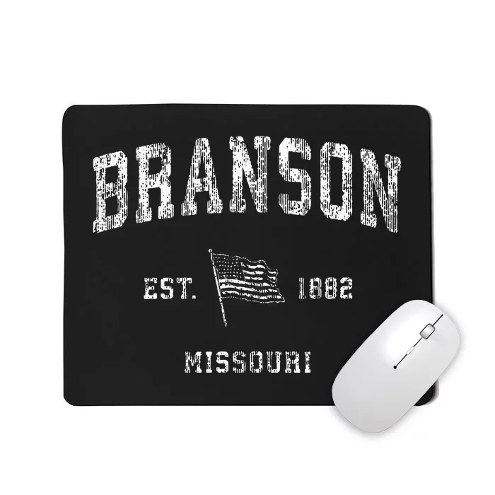 Branson Missouri Mo Vintage Us Flag Sports Mousepad