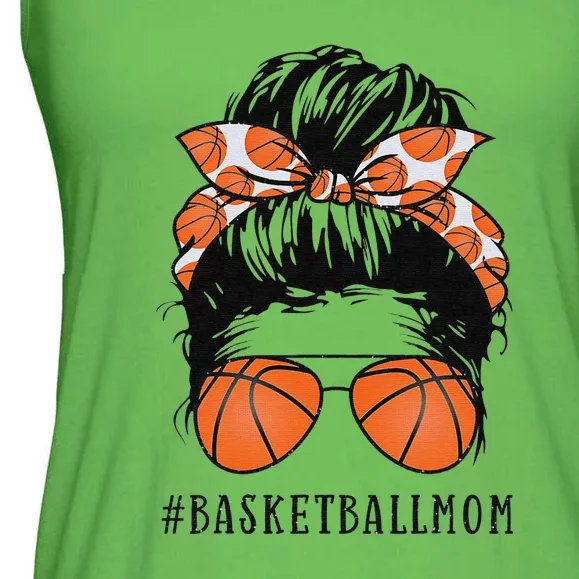 Basketball Mom Messy Bun Proud Mama Sunshades Ladies Essential Flowy Tank