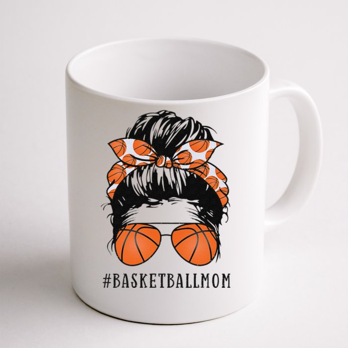 Basketball Mom Messy Bun Proud Mama Sunshades Front & Back Coffee Mug