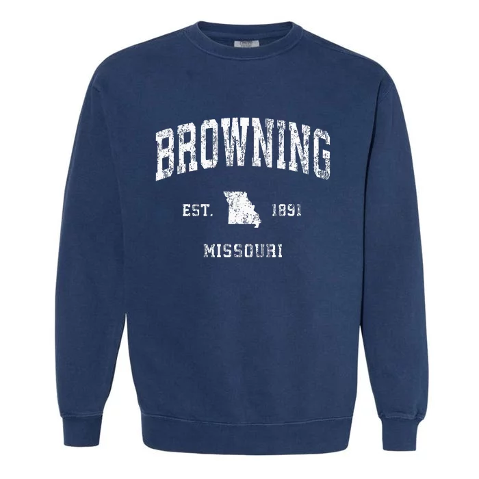 Browning Missouri MO Vintage Athletic Sports Design Garment-Dyed Sweatshirt