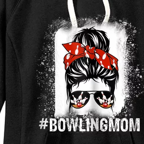 Bowling Mom Messy Bun Bleached Mother's Day Gift Tee Women's Fleece Hoodie