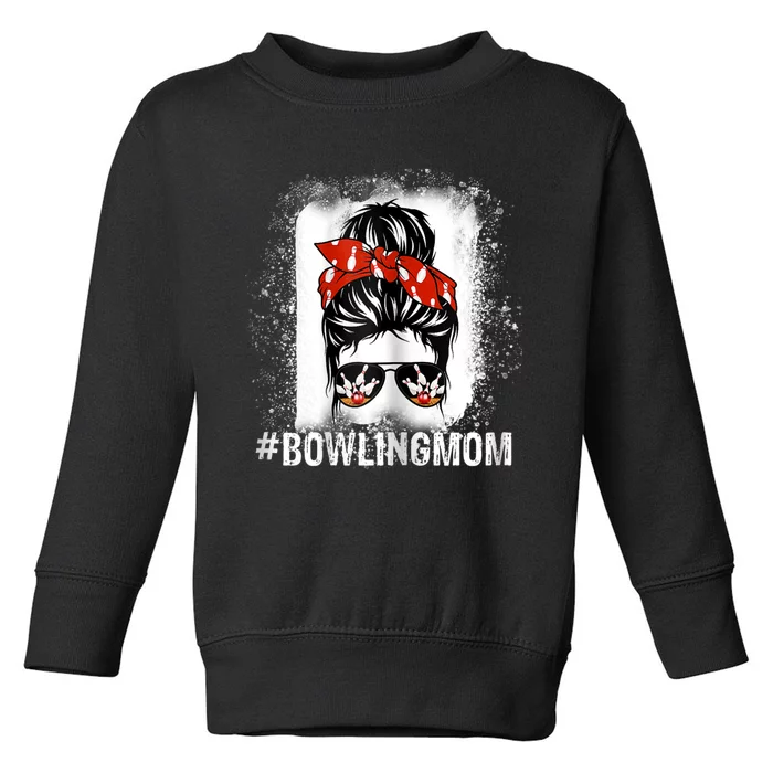 Bowling Mom Messy Bun Bleached Mother's Day Gift Tee Toddler Sweatshirt