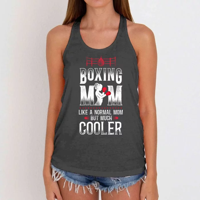 Boxing Mom Mother Vintage Boxing Mom Like Normal Mom But Gift Women's Knotted Racerback Tank