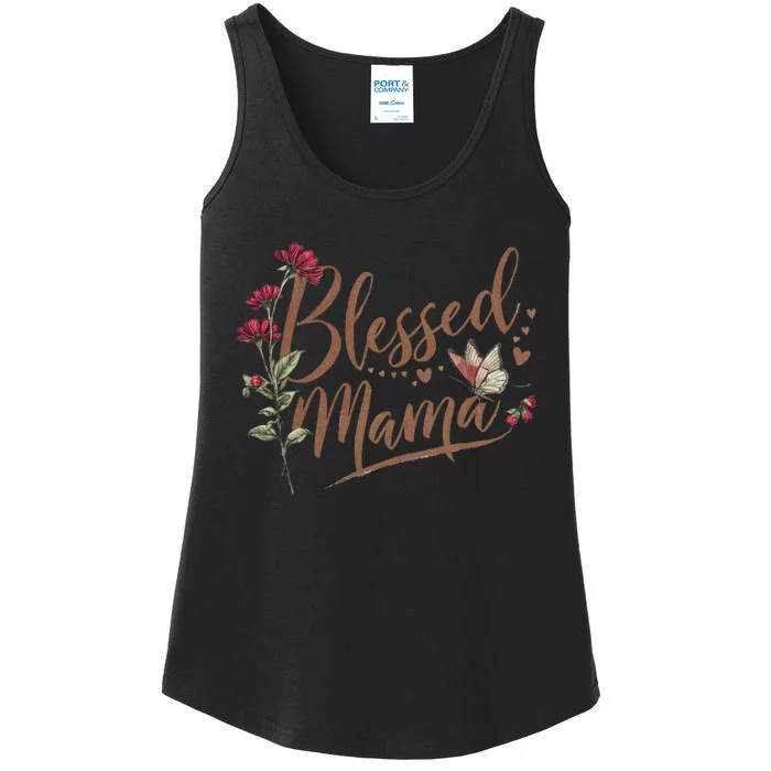 Blessed Mama MotherS Day Graphic Ladies Essential Tank